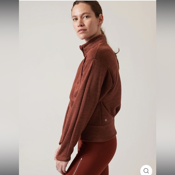 ATHLETA Altitude Polartec Half Zip Sweatshirt // Mahogany Heather - Picture 2 of 15